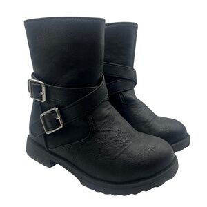 Baby Gap Black Boots Silver Buckles Size 7 Toddler